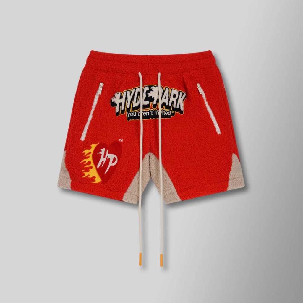 100% Sherpa Hyde Park Athletic Red And Tan Shorts With Drawstring Waist